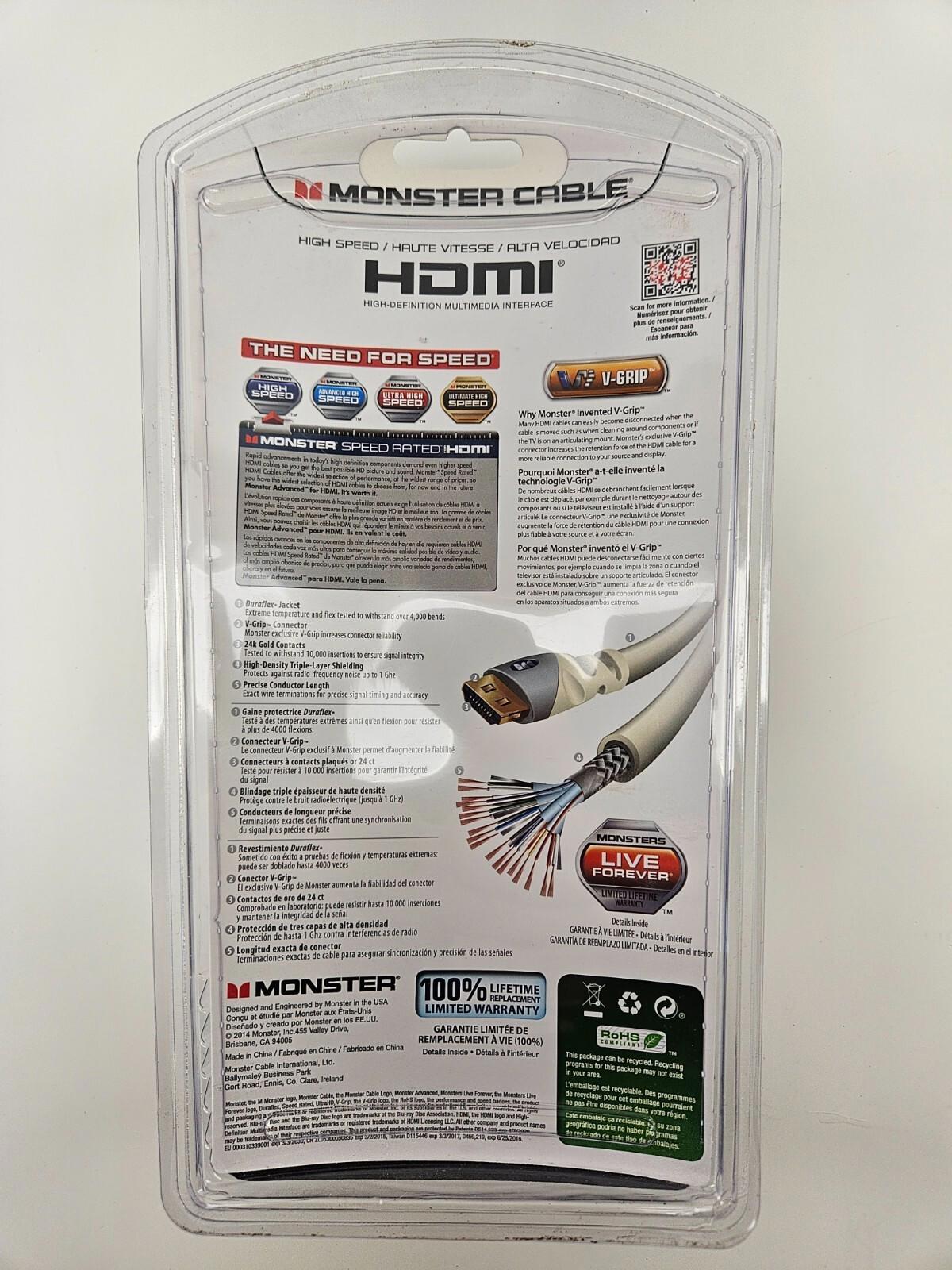 Monster HDMI 6ft Cable 1080p+ HD 60/120 Hz Refresh Rate