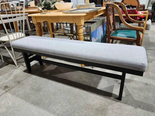 Grey Cushioned Bench