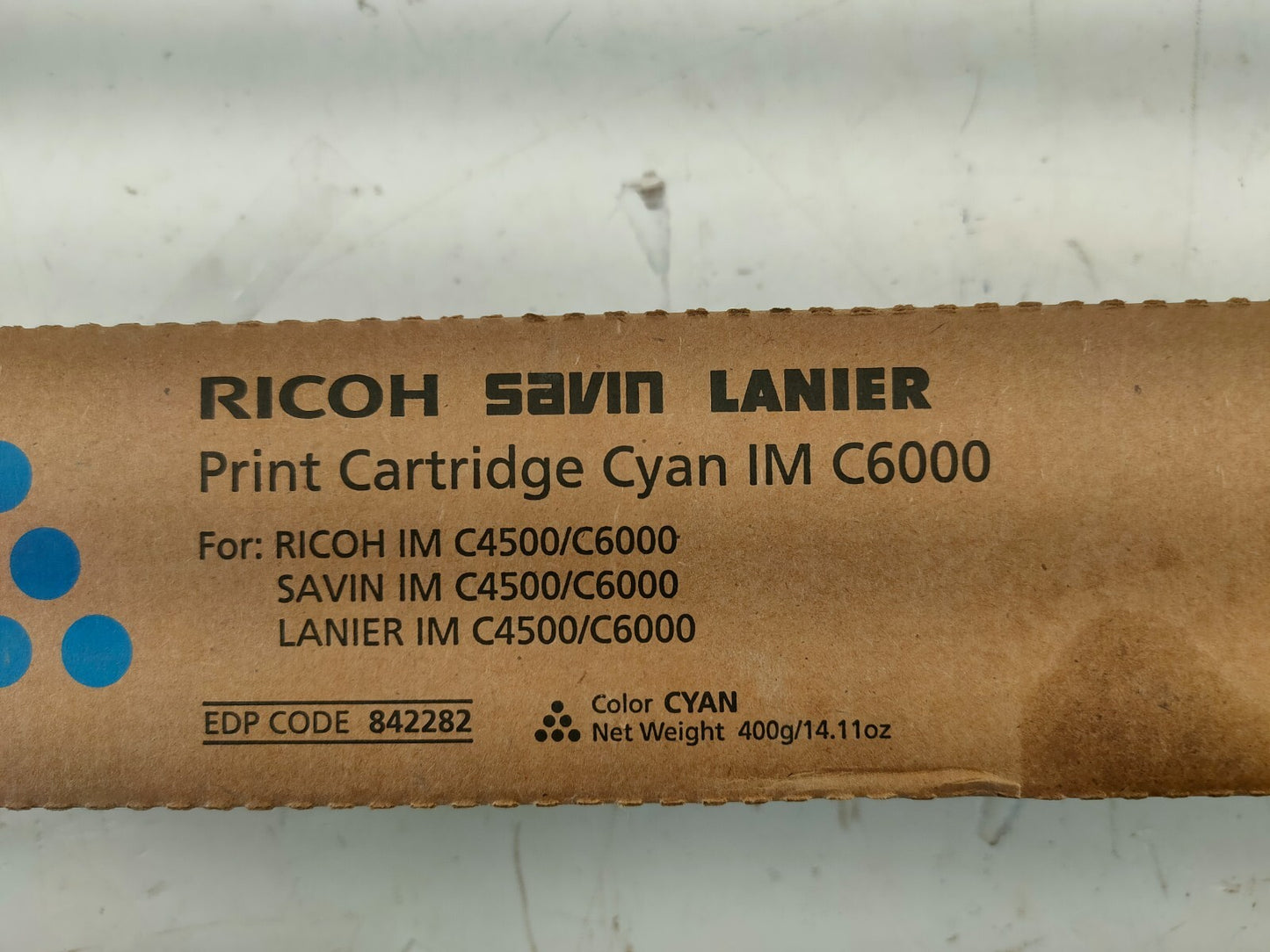 Genuine Ricoh IM C6000 Cyan Print Cartridge EDP Code 842282.