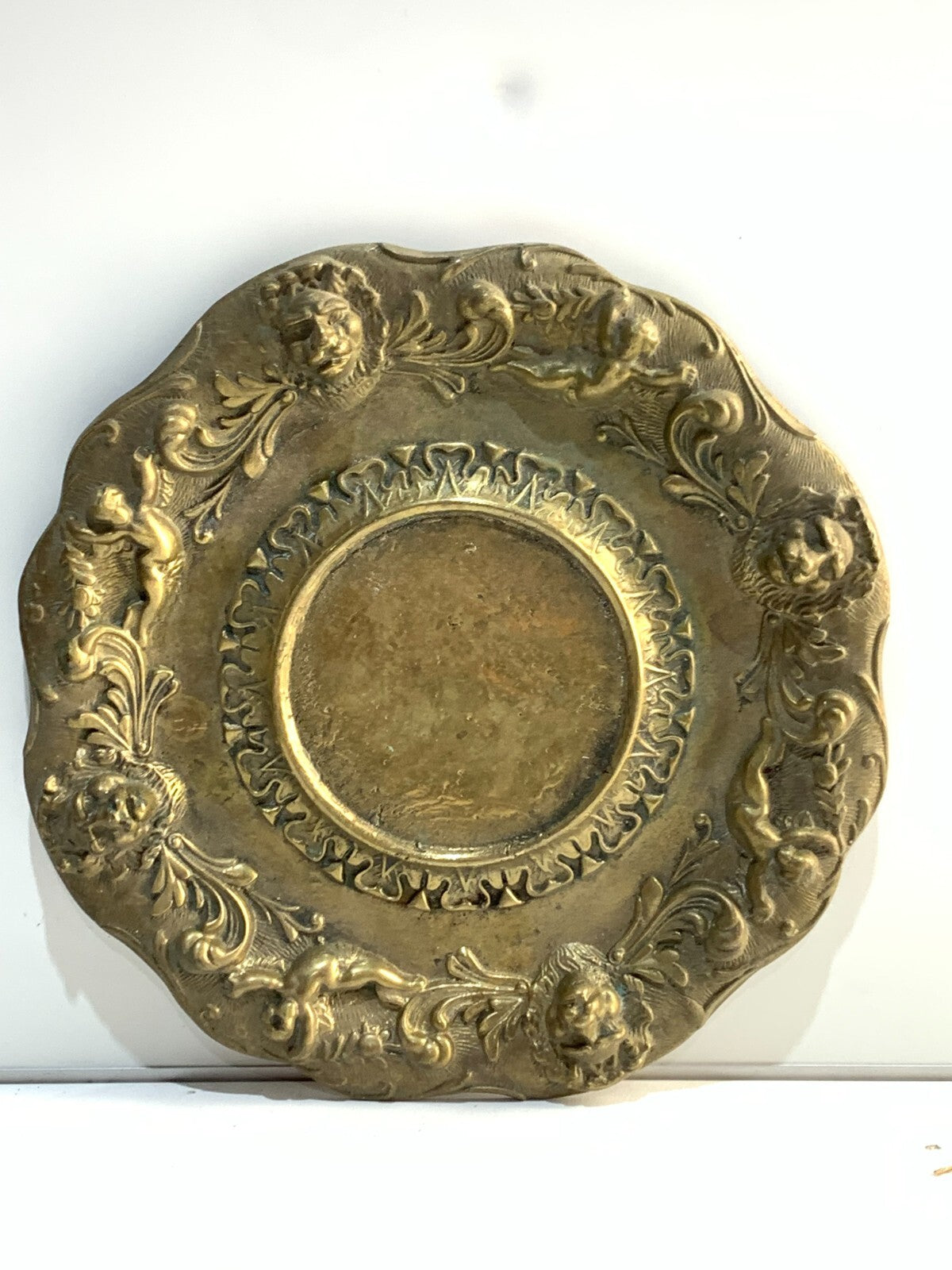 Vintage Round Brass Plate