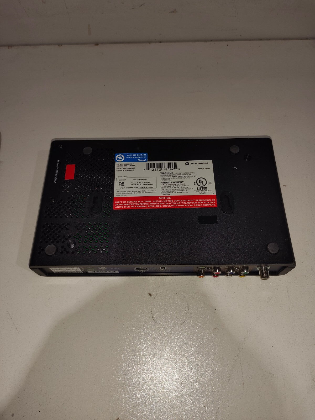 Motorola DCX3200 A081 033 Dolby Digital Plus HDMI TV Box - No Power Cord
