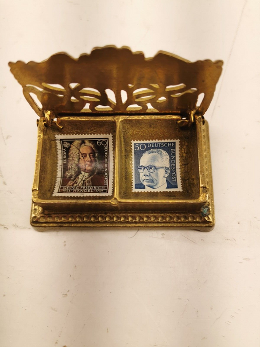 A lovely, Vintage, Rare, Bronze Color Or brass metal Stamp moistener class box