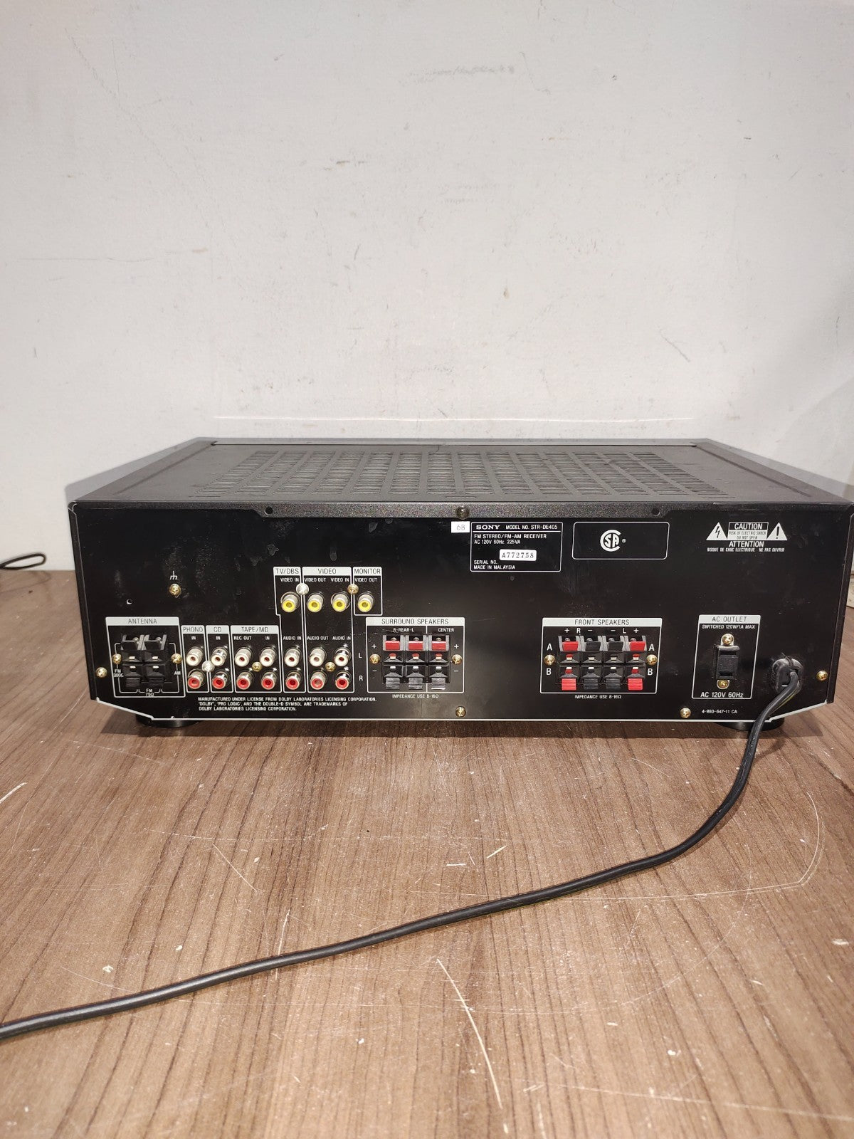 Sony STR-DE405 Receiver HiFi Stereo Audio 5 Channel Phono AVR Radio - For Parts