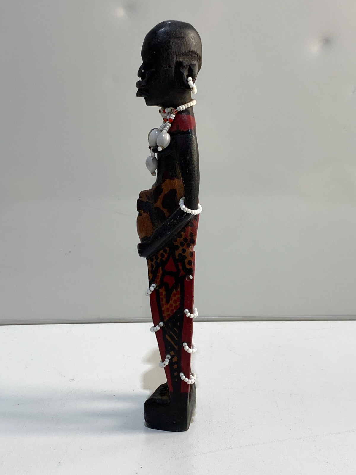 African Art - Maasai Warrior Hand Carved Wood Statue Sculpture.