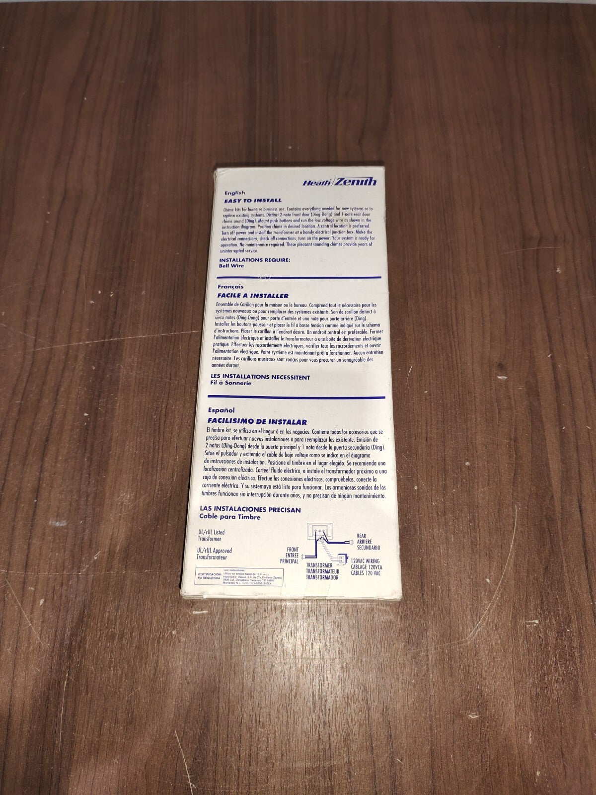 Heath Zenith 95B-A, 923-A Door Chime Carillon Timbre & Button 120V