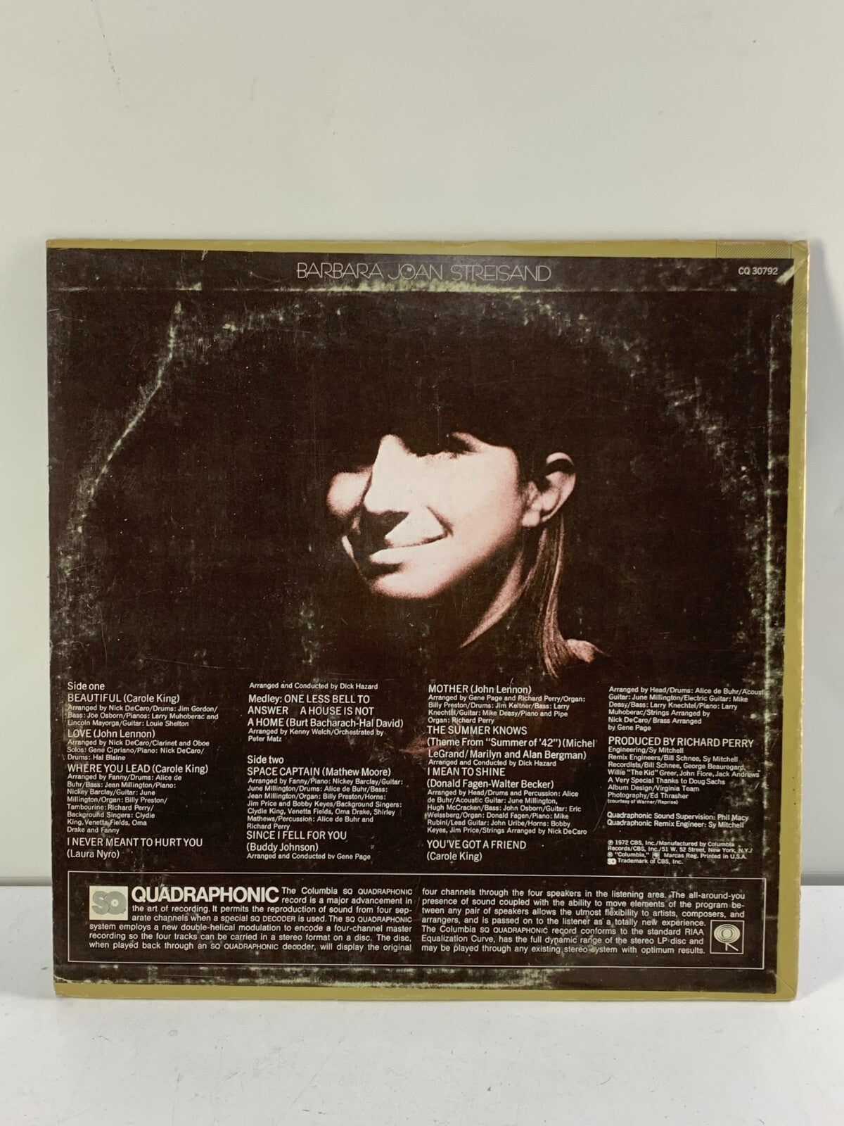BARBRA STREISAND Barbra Joan Streisand QUADRAPHONIC COLUMBIA CQ 30792