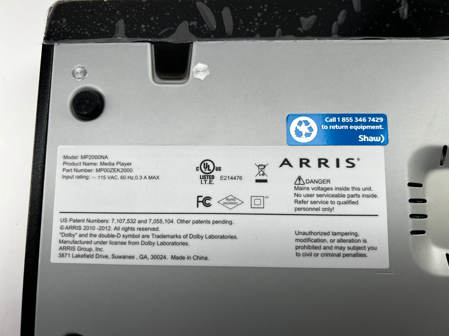 ARRIS Digital Cable Box MP2000NA With Power Cord (No Remote)