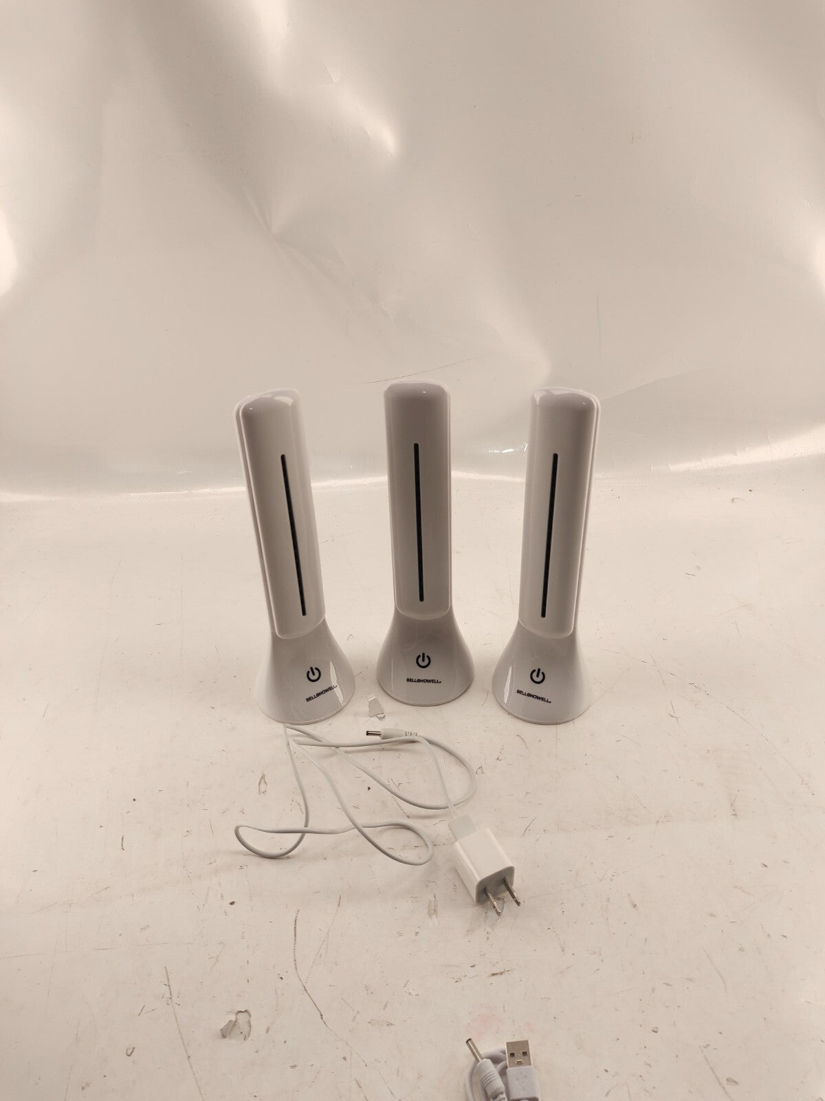 Bell + Howell Table Led Lamp White Adjustable Arm 3 Settings (Set of 3)