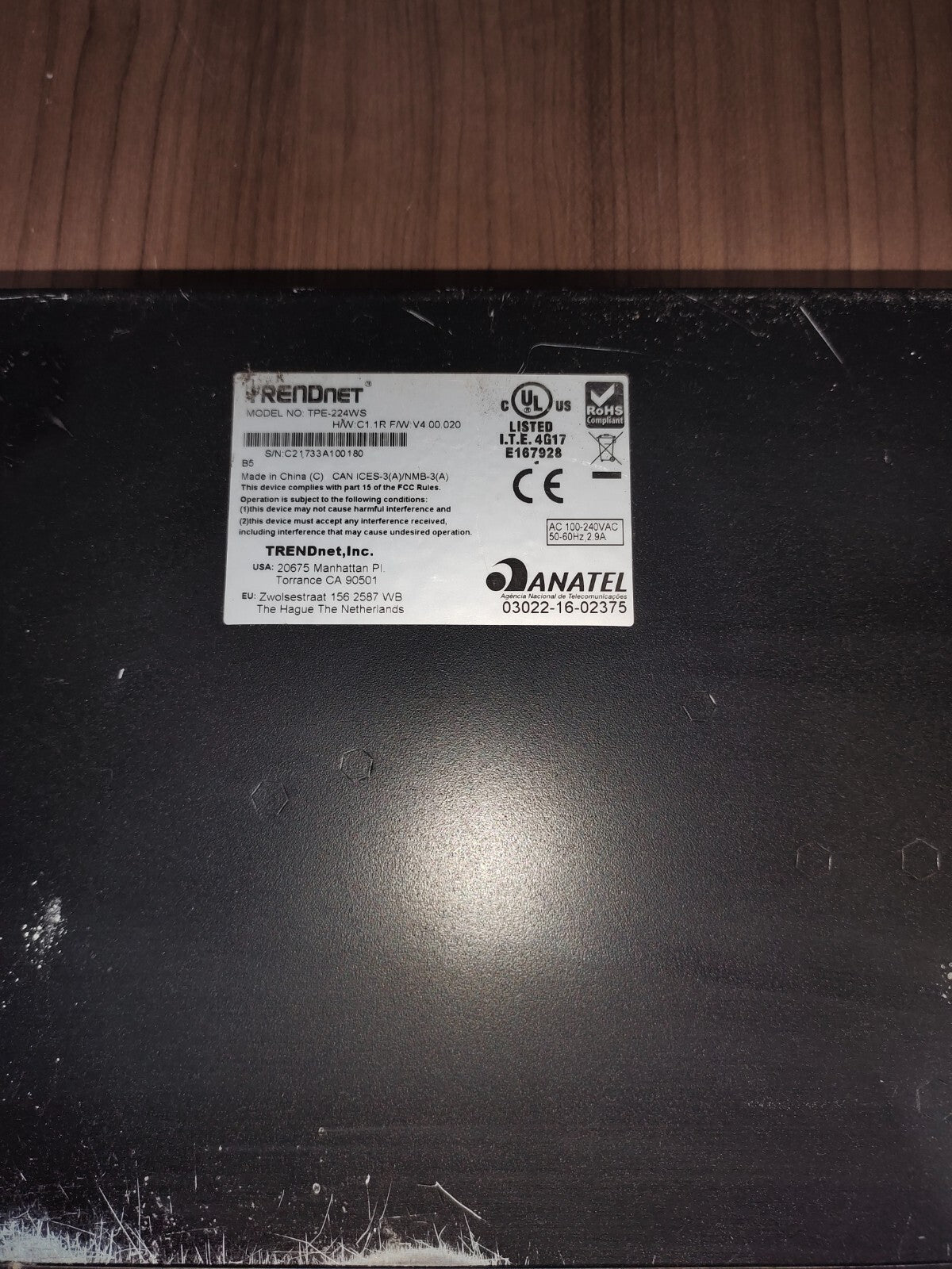 TRENDNET TPE-224WS 24 PORT 10 100MBPS WEB SMART POE SWITCH