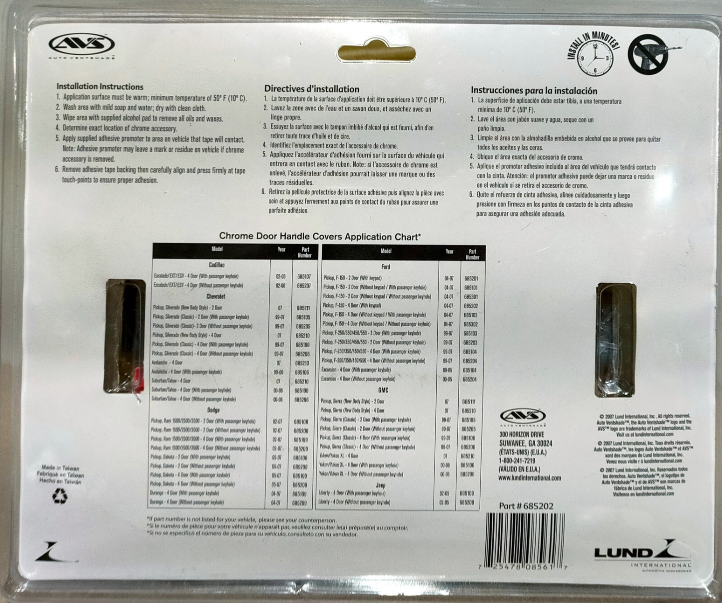 AVS 685202 Chrome Exterior Door Handle Cover SET OF 2