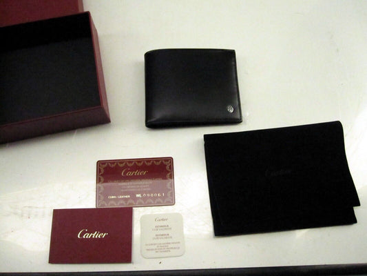 Authentic Cartier Black Leather Wallet - Certifications and Box Included
