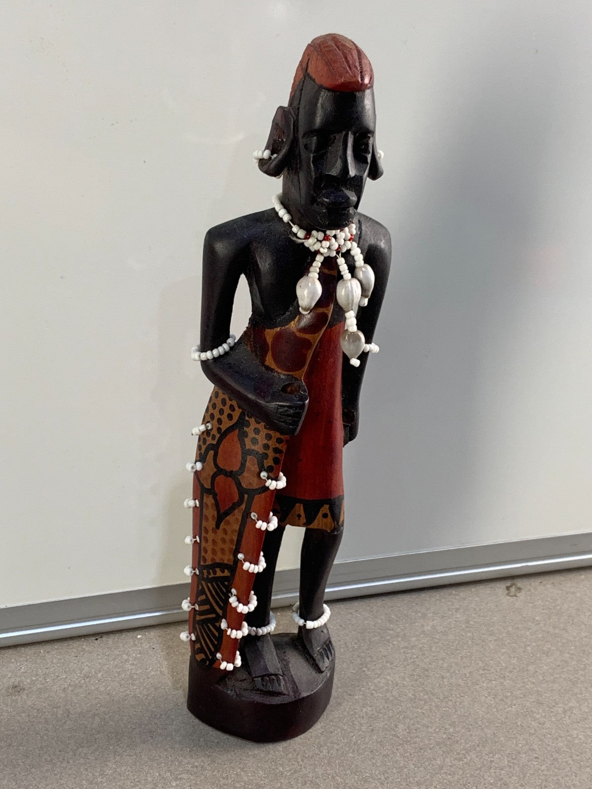African Art - Maasai Warrior Hand Carved Wood Statue Sculpture.