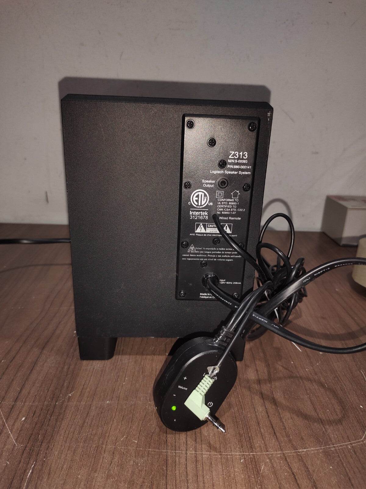 Logitech Multimedia Speaker Z313 S-00093 Wired - Single Subwoofer - Black