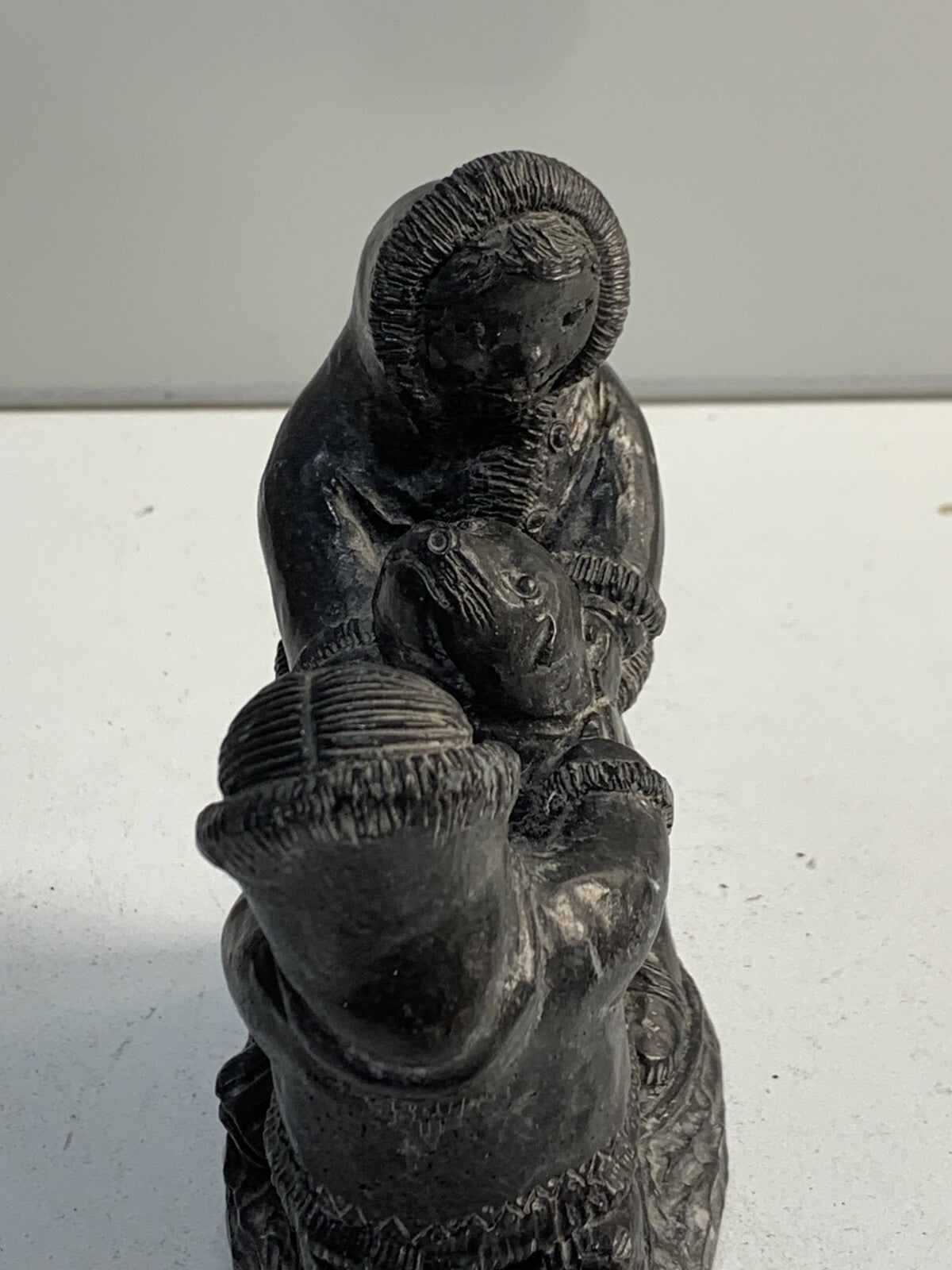 Wolf Original Soapstone Carving Sculpture Inuit Couple Hand Made In Canada VTG