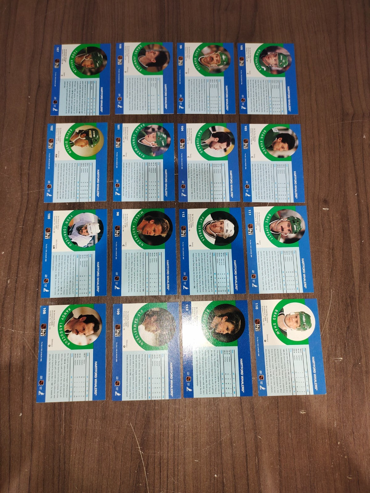 Rare Collectible NHL - Hartford Whalers Cards PRO-SET - Set of 16 Cards