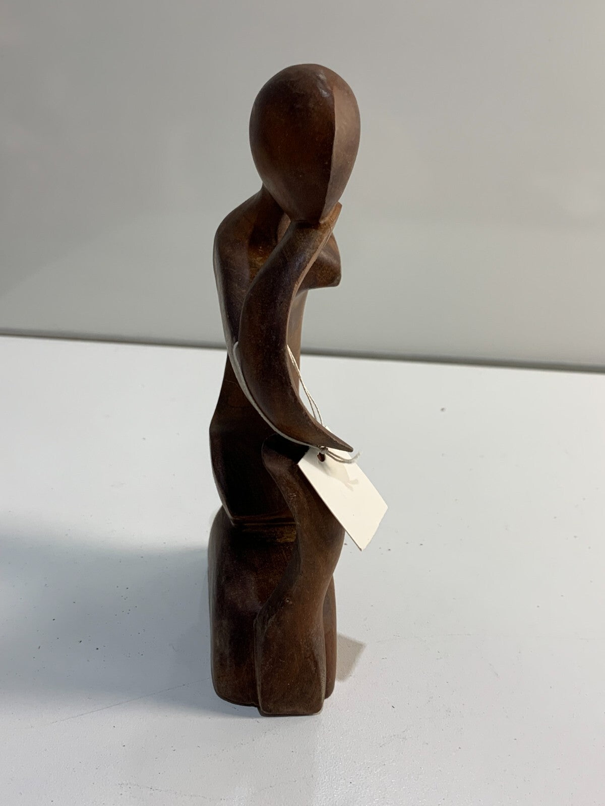" Wooden Abstract Sculpture Hand Carved Thinking Statue Wood Figurine Thinker