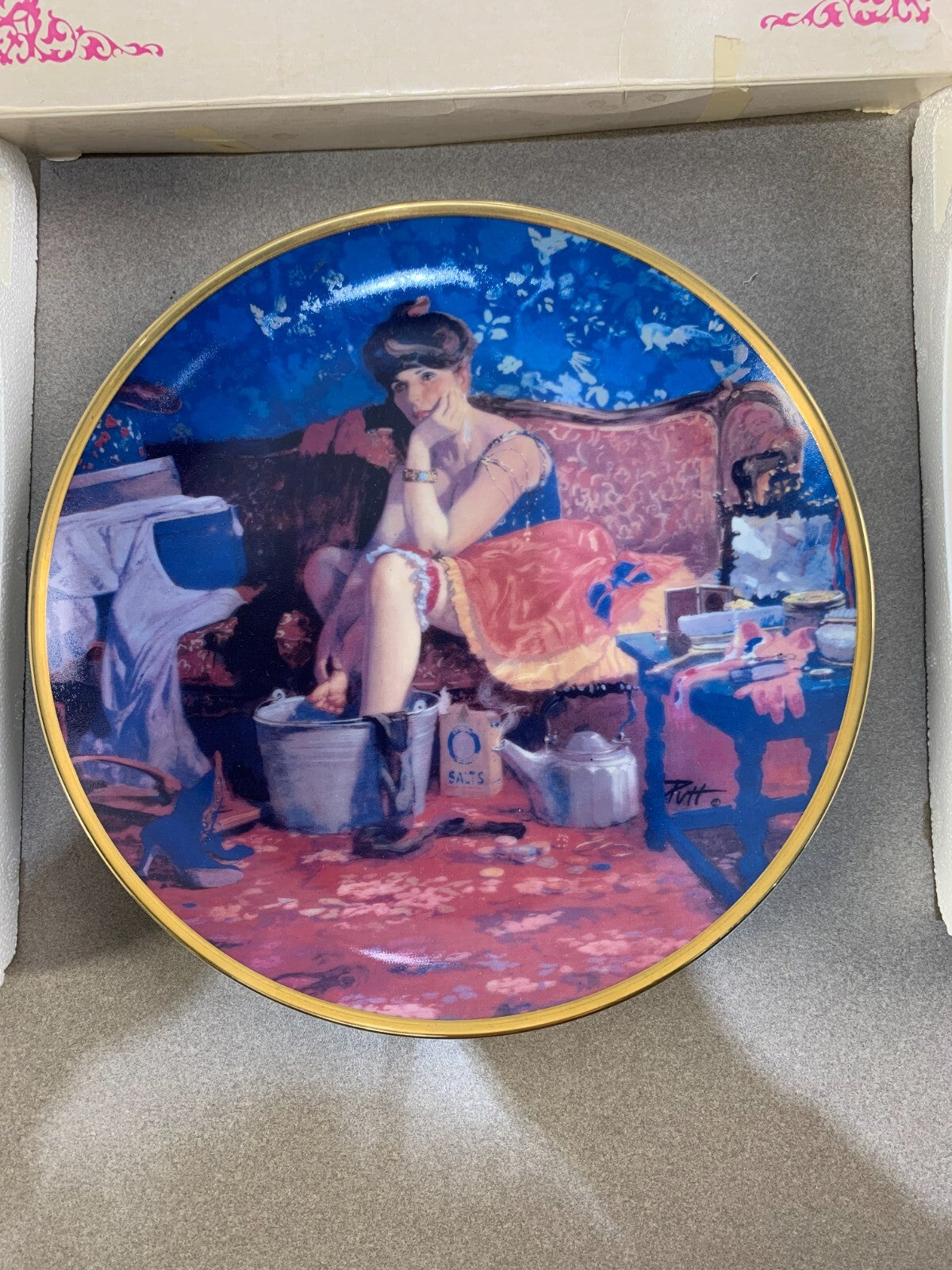 Women of the West collector plate Silver Dollar Sal Showgirls/Cowboy era W/ Box