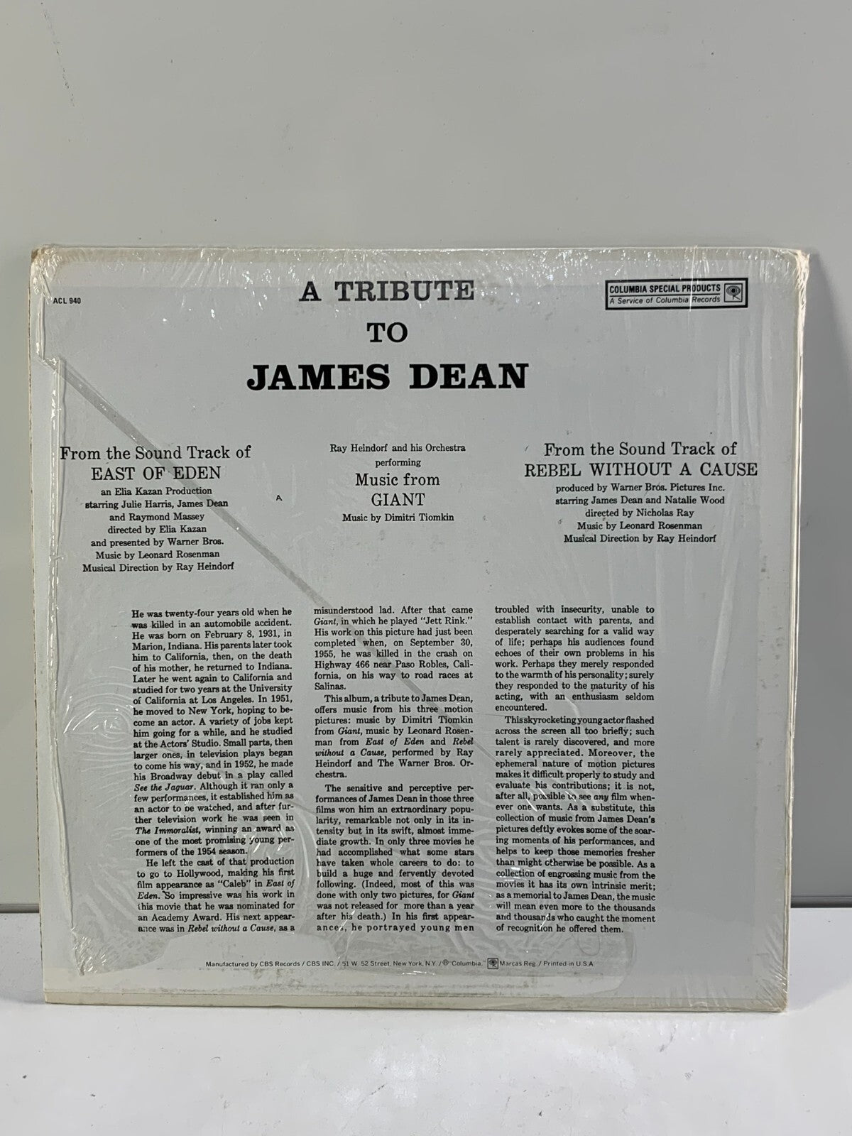 RAY HEINDORF - A Tribute To James Dean ACL 940 1957 Lp (Collectors series)