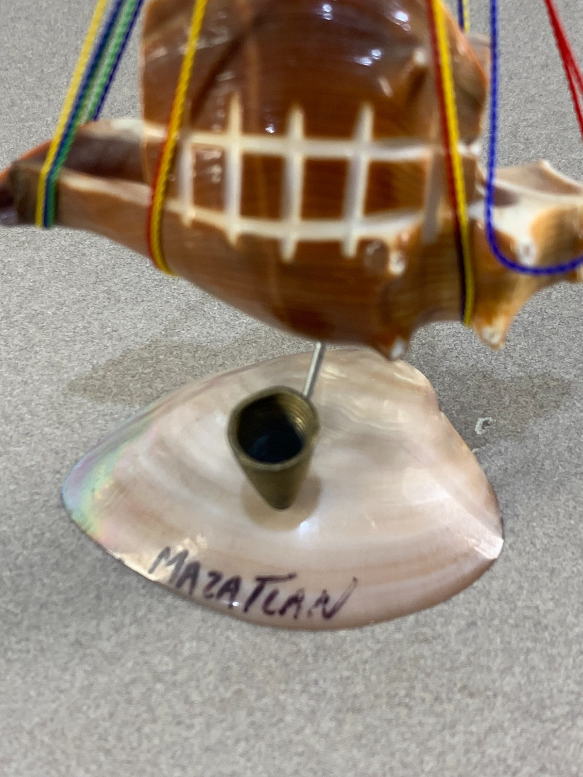 Vintage hand made Seashell ship pen holder