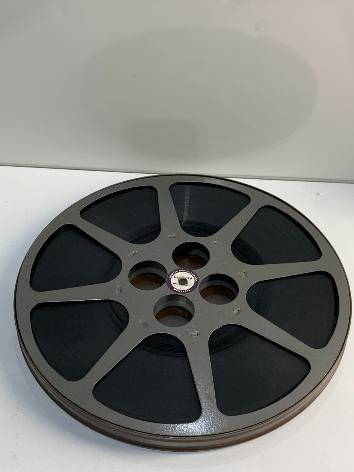 Vintage Brown Metal 16mm Film Tins - With reel inside- Made in the USA
