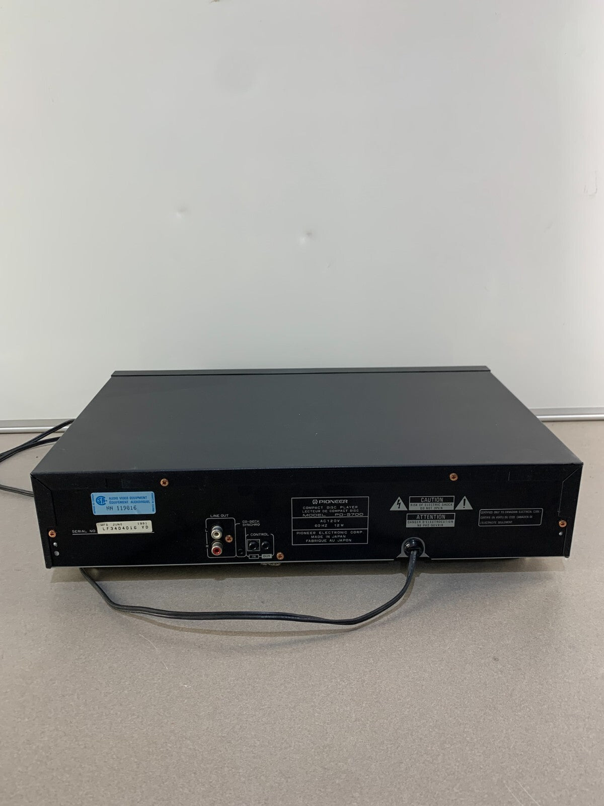 Pioneer PD-7500 COMPACT DISC PLAYER