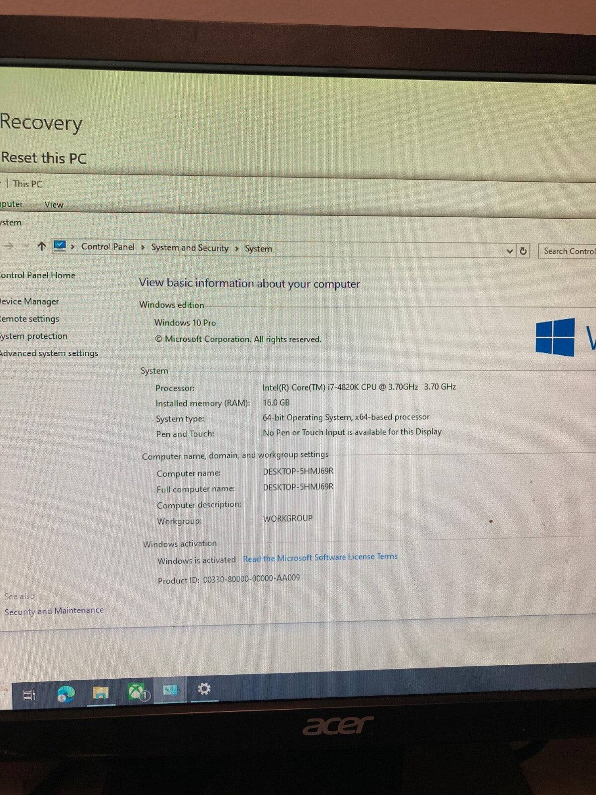 ASUS Gaming PC i7 4th GEN 16GB RAM - 256GB SSD + 2TB HDD - WINDOWS 10 PRO