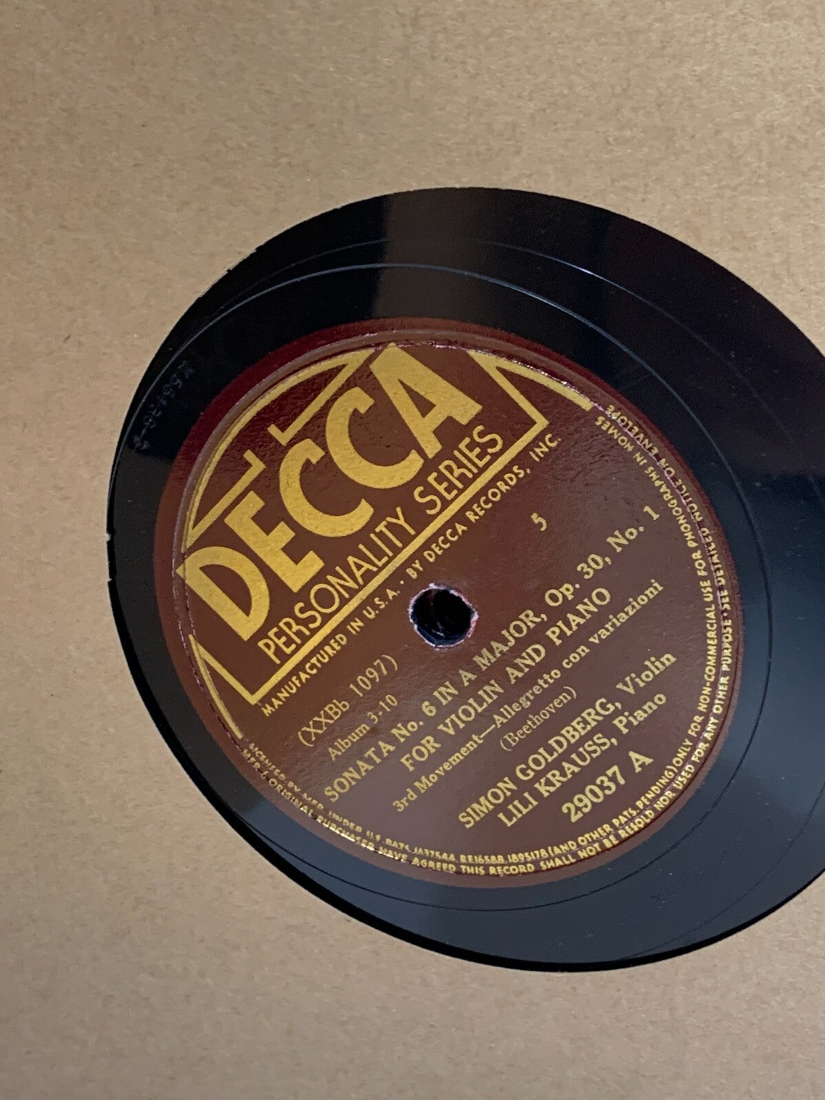 Beethoven violin sonatas vol. II set of vinyl