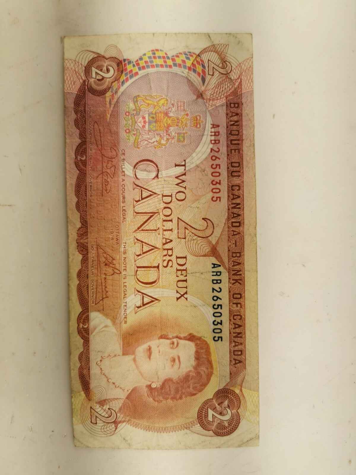 1974 CANADIAN TWO 2 dollars BANKNOTE