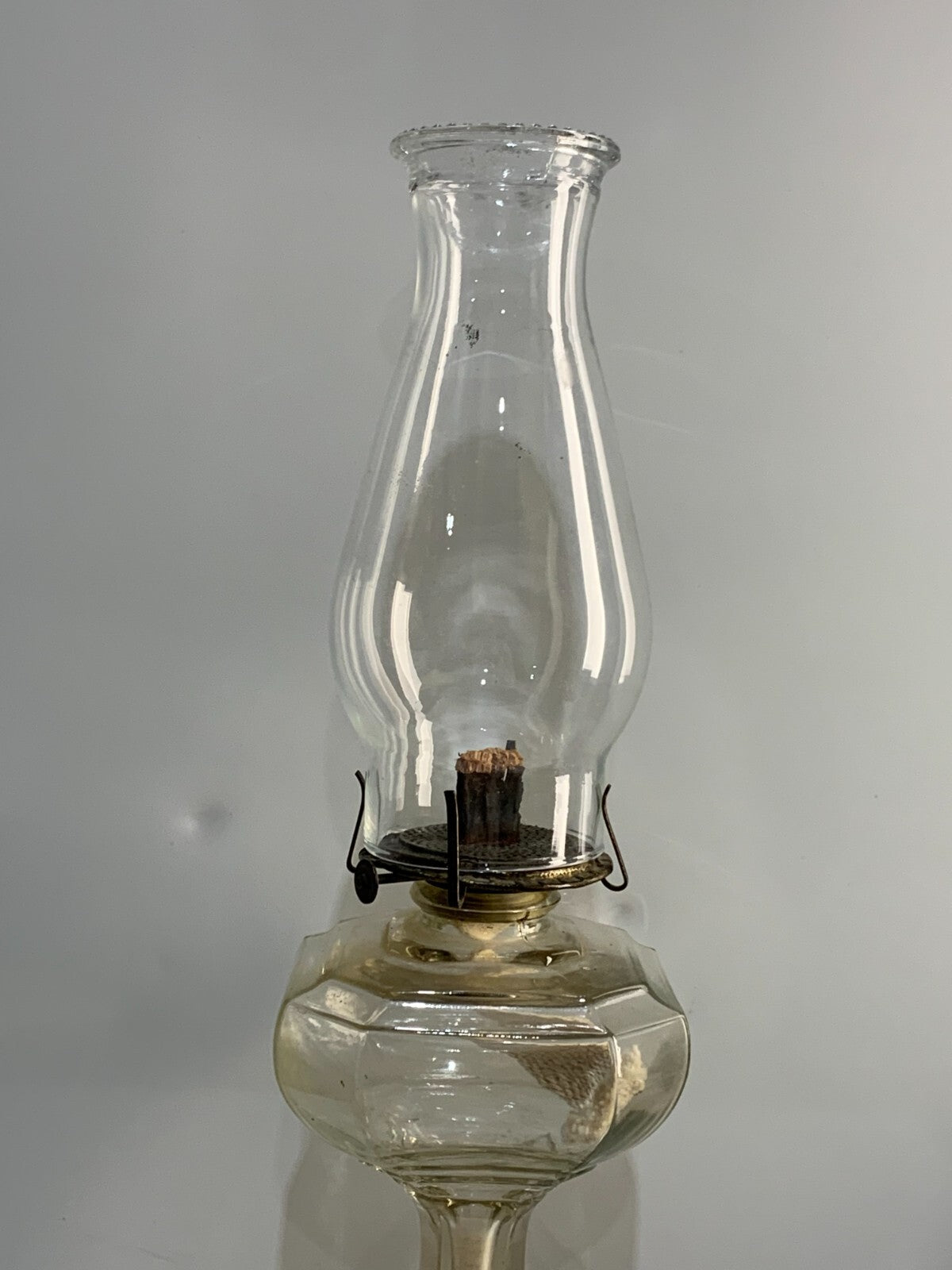 Antique Pat. 1925 Oil Lamp, Clear Pressed.