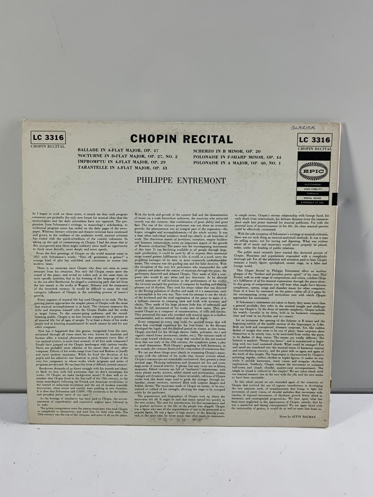 Frederic Chopin, Philippe Entremont - Chopin Recital (LP, Vinyl)