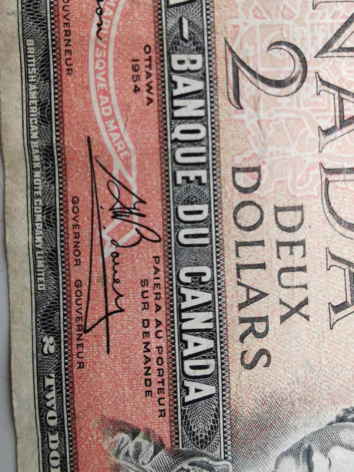 1954 Canadian 2 dollar bill.