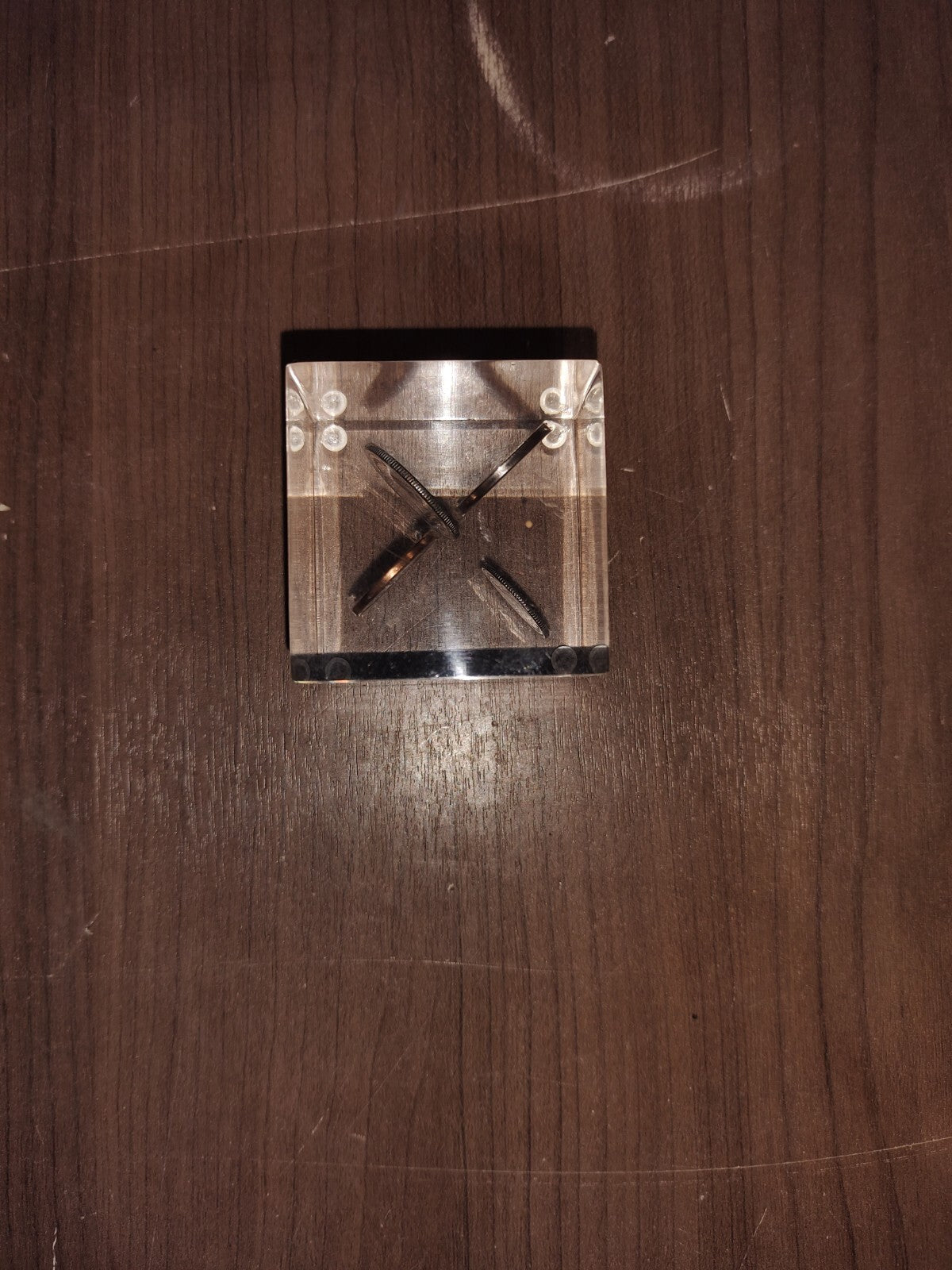 Vintage Lucite 4.25" Cube Paperweight - Collectible