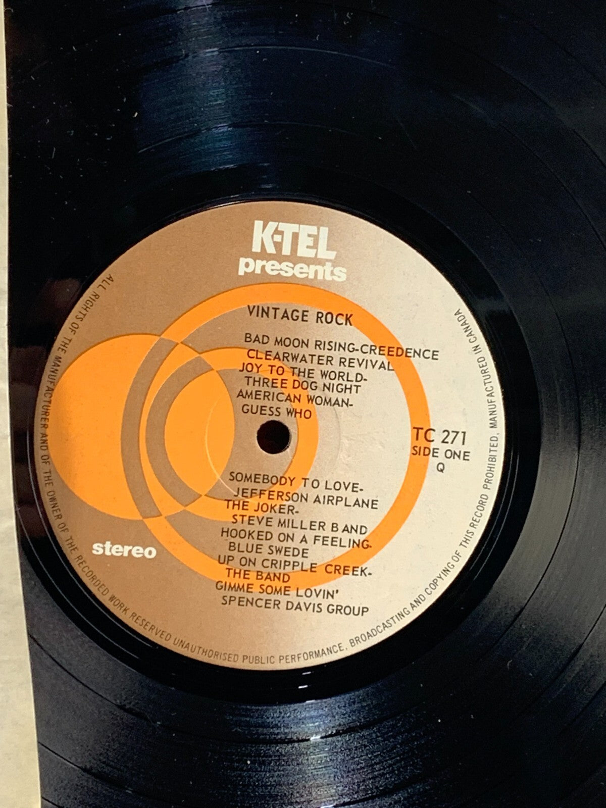 Vintage Rock - K-Tel Vinyl LP Deep Purple Jethro Tull The Kinks Santana & Others
