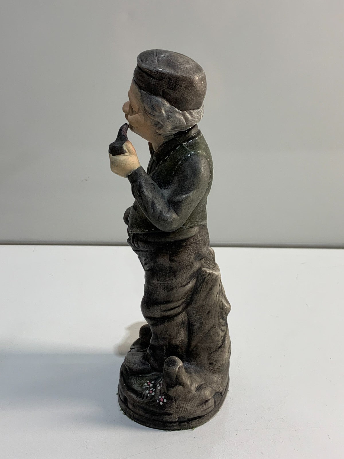Vintage Figurine Old Man Pipe & Umbrella Stump Porcelain Bisque 8"