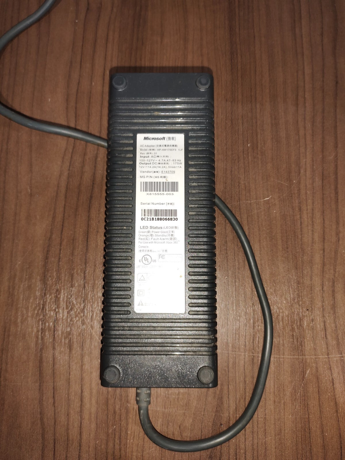 Microsoft Xbox 360 Fat AC Power Supply Brick 175W Model: HP-AW175EF3