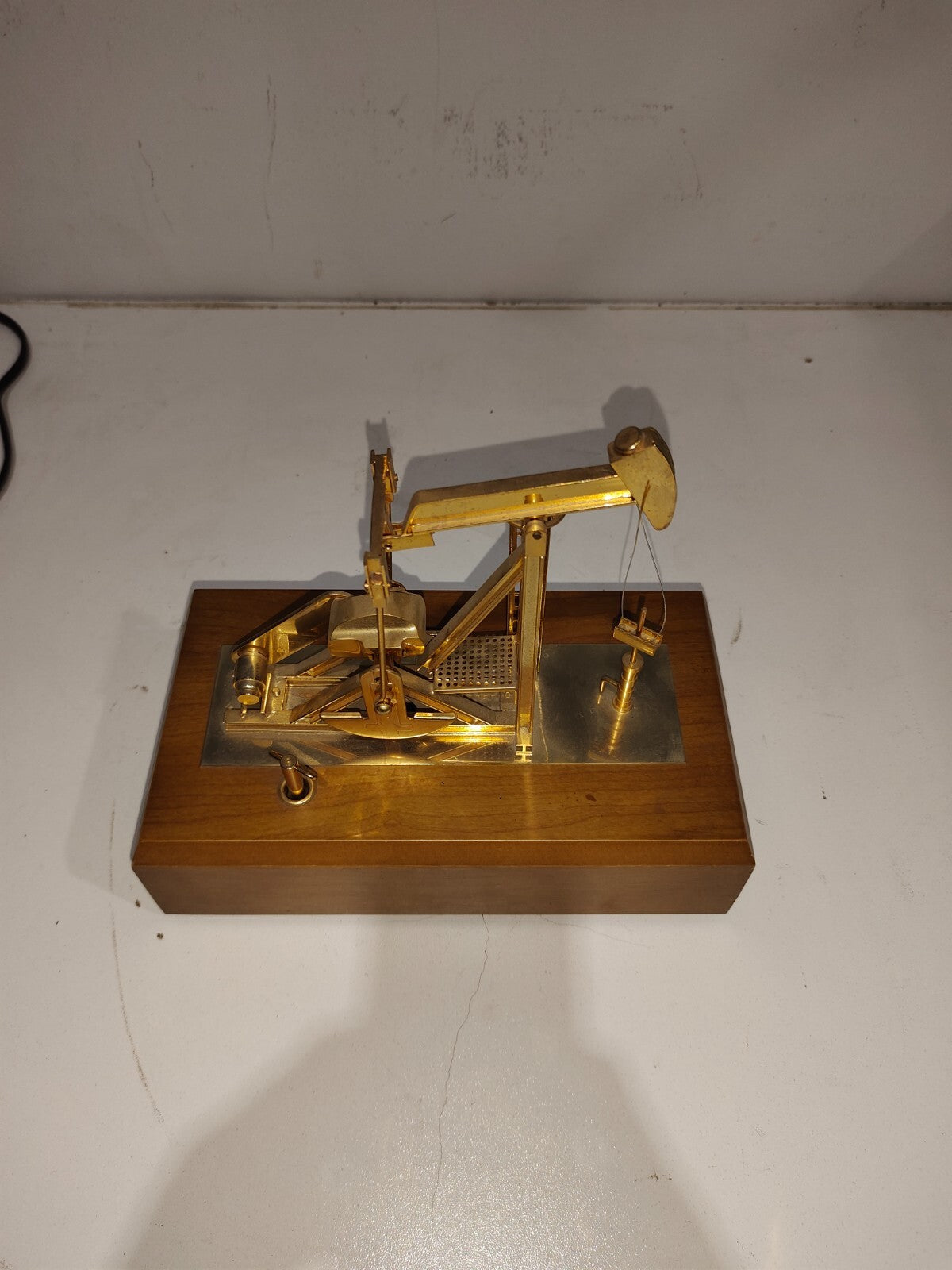 Vintage Metal Oil Derrick Model - Wind-Up Music Show Piece