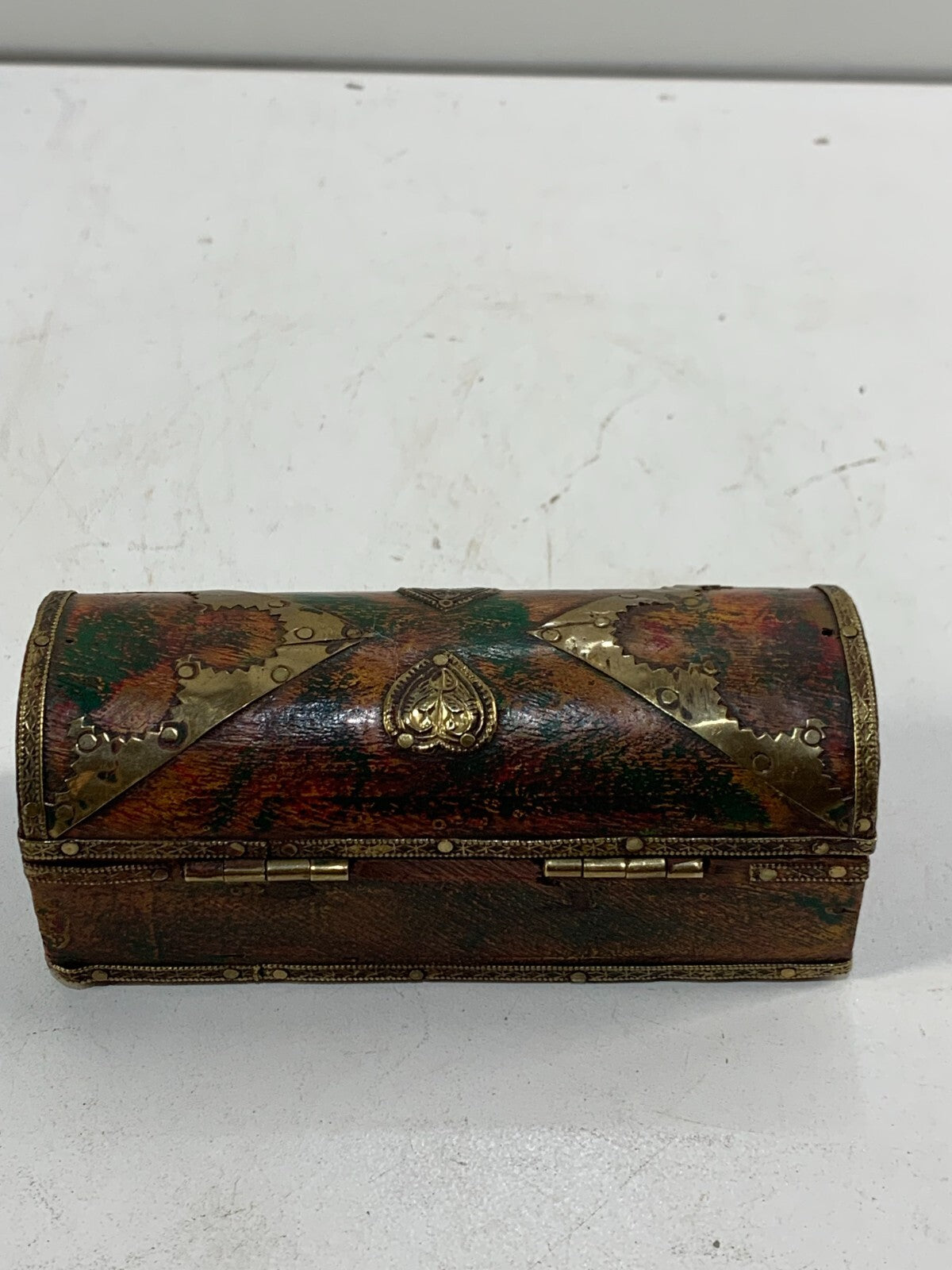 Vintage Look Wooden Jewellery Box With Brass Fittings Beautiful Work