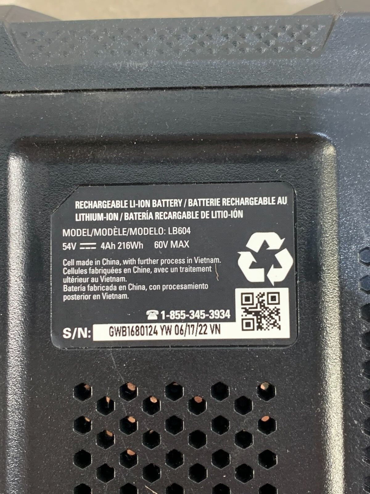 Greenworks Pro 60V 4.0Ah UltraPower Battery