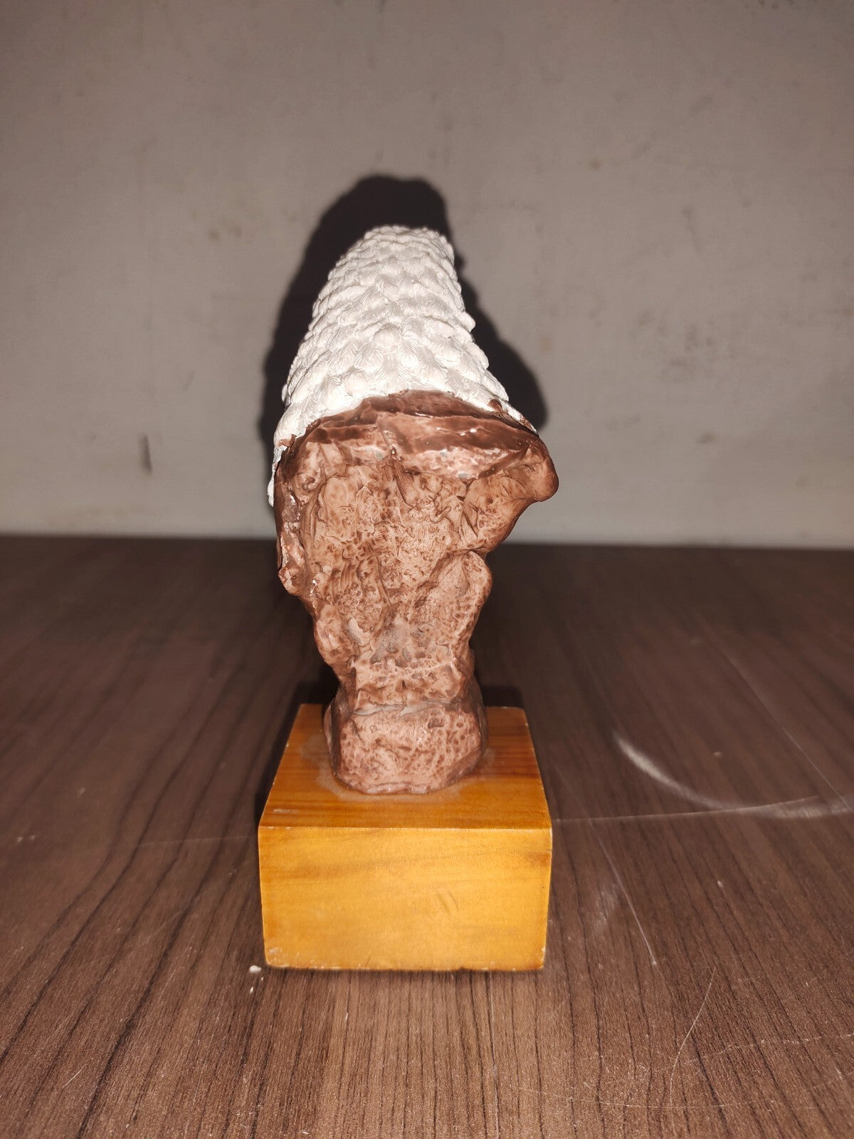 Bald Eagle Head & Carved Wood Look Resin Figurine
