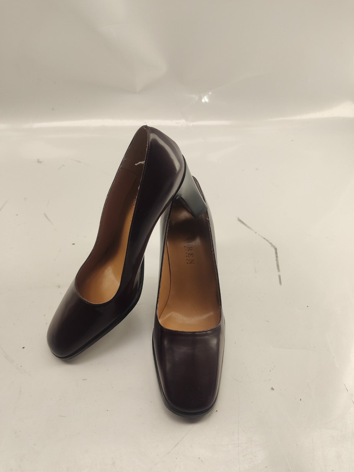 Lauren Ralph Lauren Women's Brown Leather Slip On Wedge Heels Size 8B