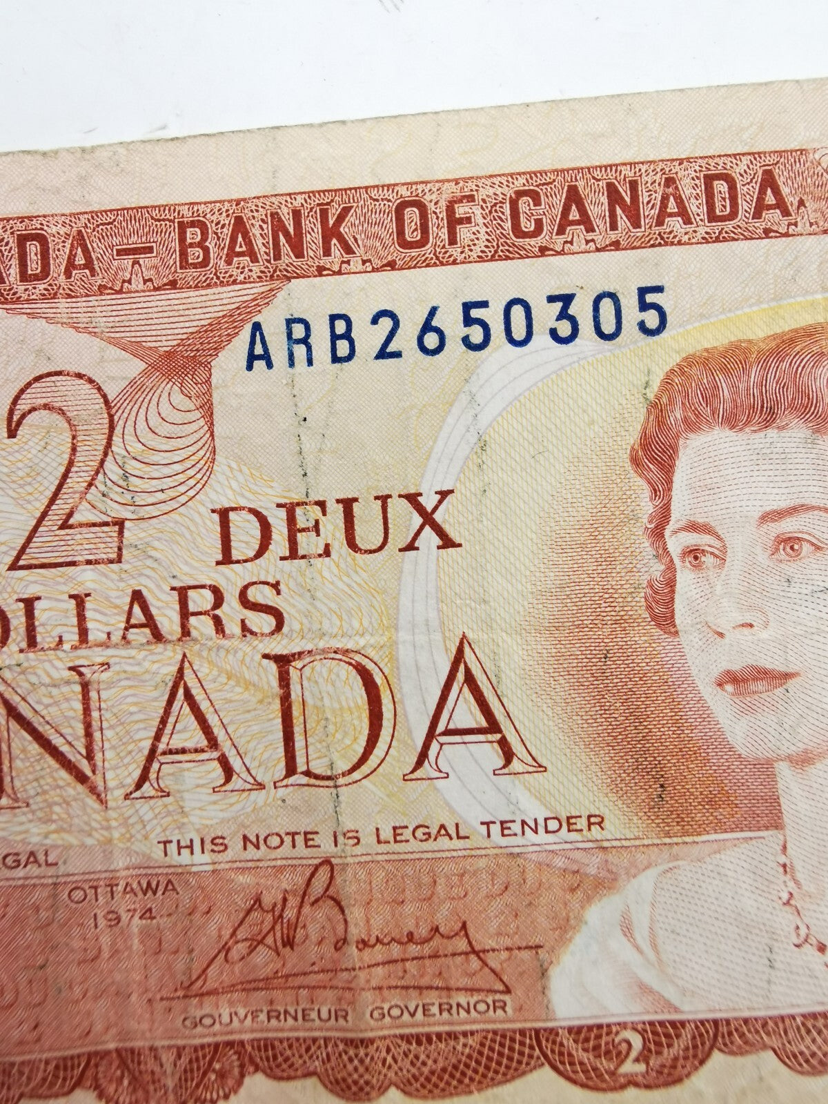 1974 CANADIAN TWO 2 dollars BANKNOTE