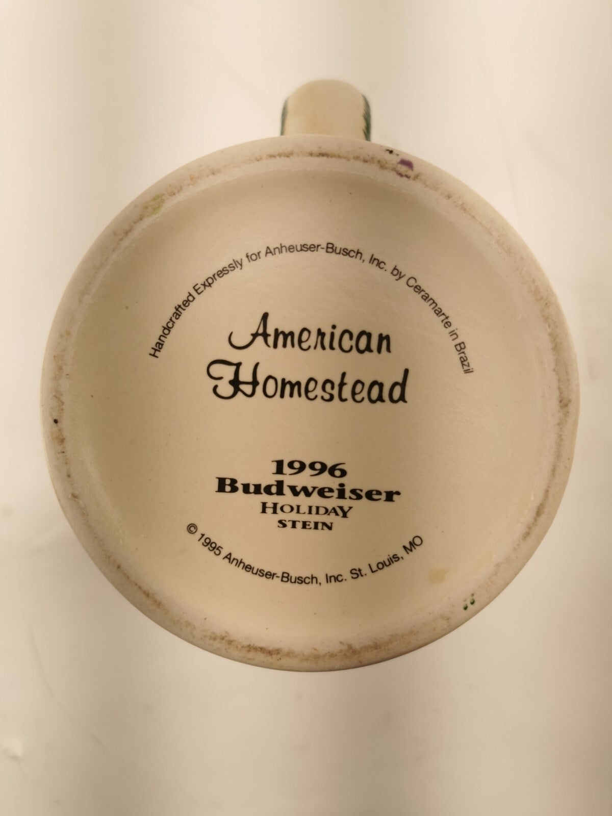 1996 Budweiser Holiday Collectible Stein American Homestead