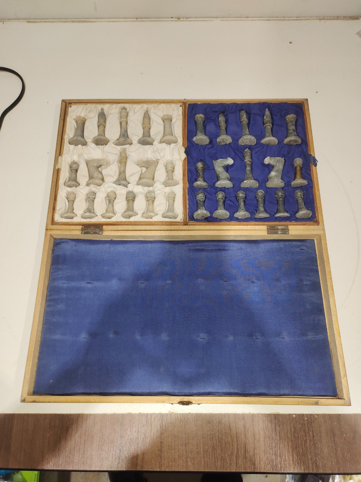 Vintage Chess Set with Board - Chess Pieces of Marble