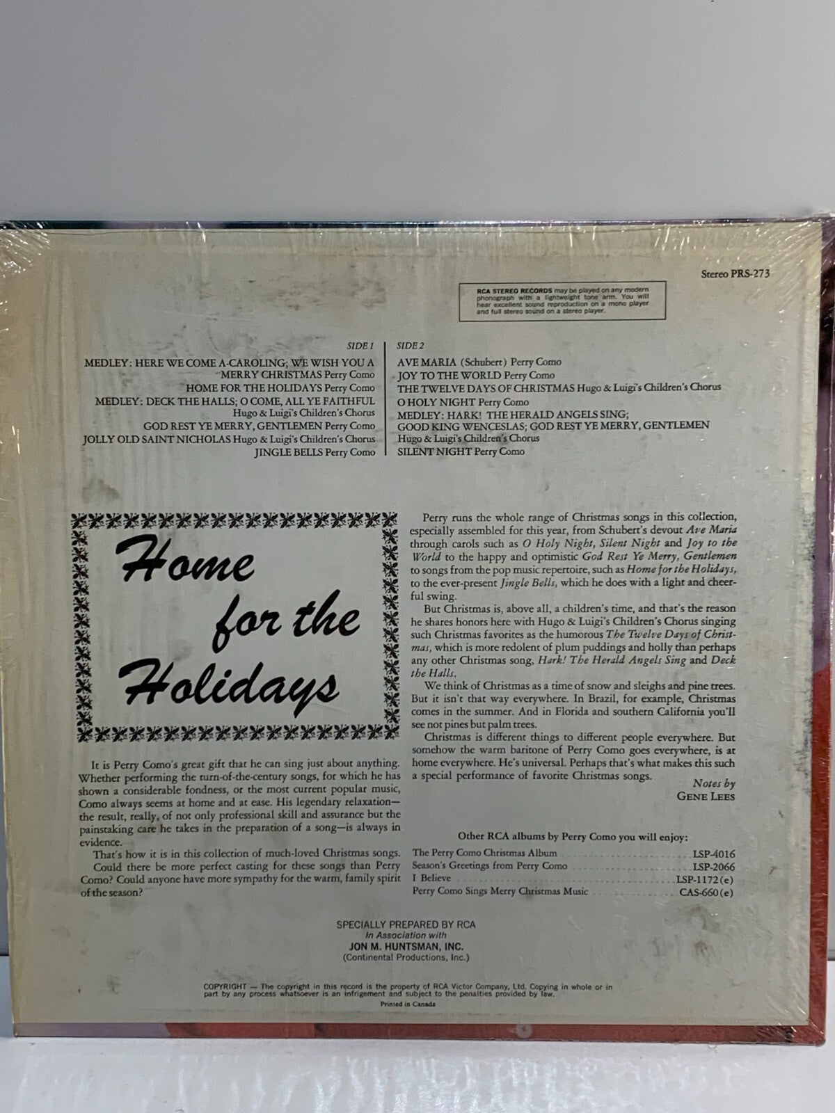 Perry Como Home For The Holidays LP Vinyl Record Album