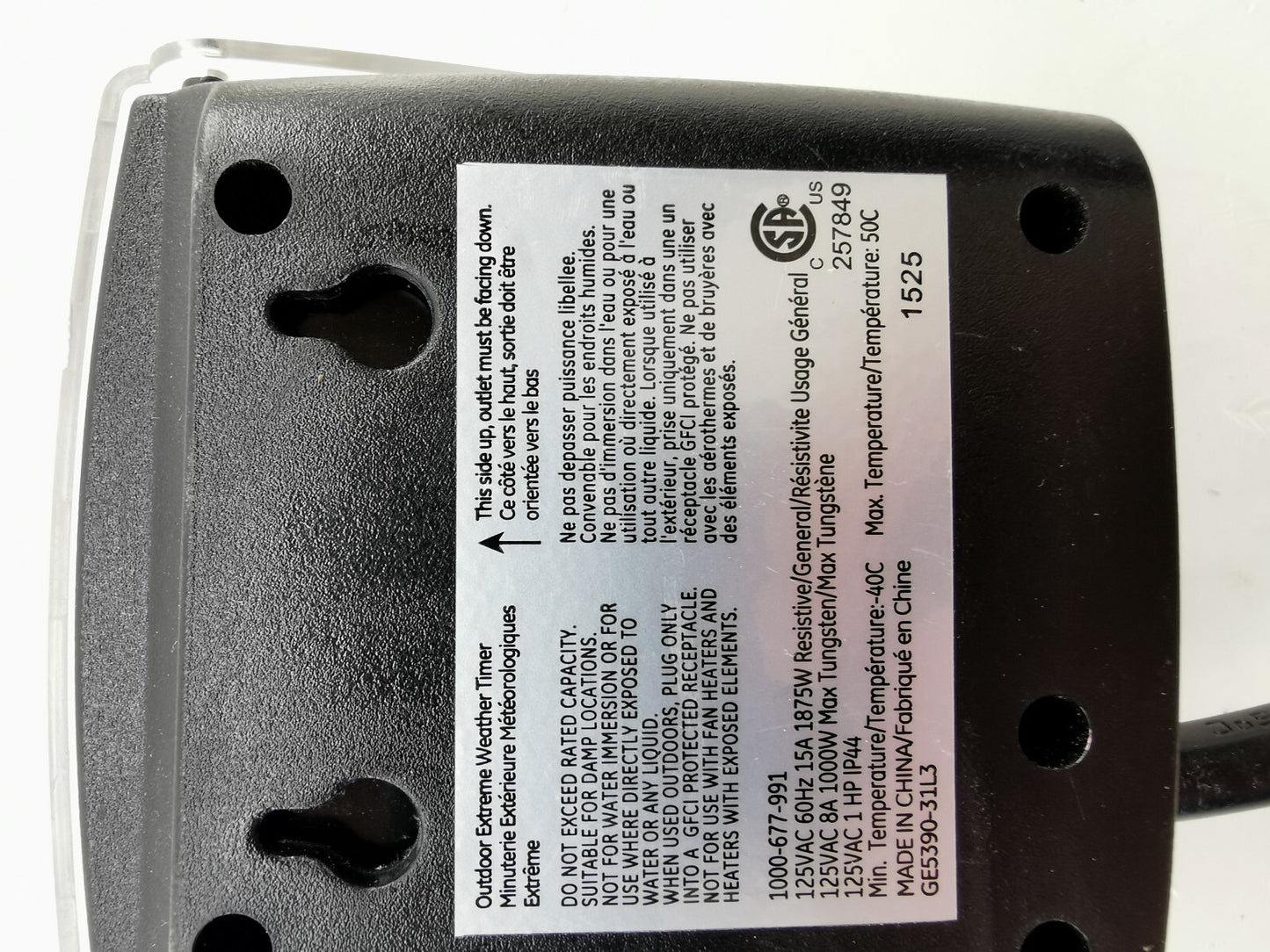 Defiant 24 Hour Outdoor Extreme Weather Timer Plug In Mechanical 15 Amp