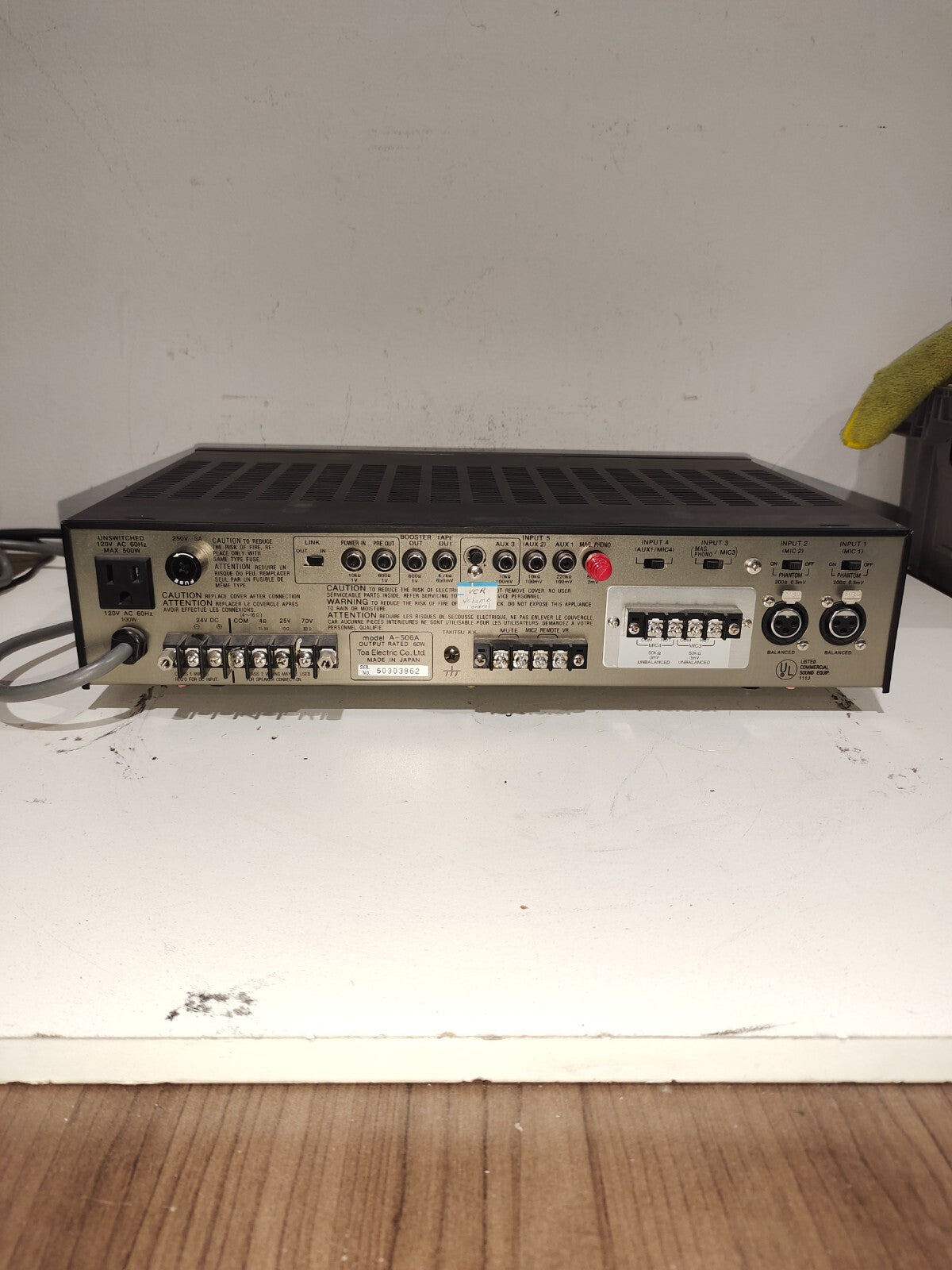 TOA A-506A 500 SERIES AMPLIFIER Pro Audio Stereo 5-Input PA Mixer Amp