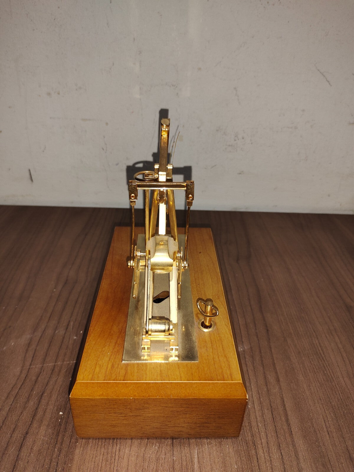 Vintage Crude Oil Pump Music Box Automaton Gilt Gold Pump With Wooden Case