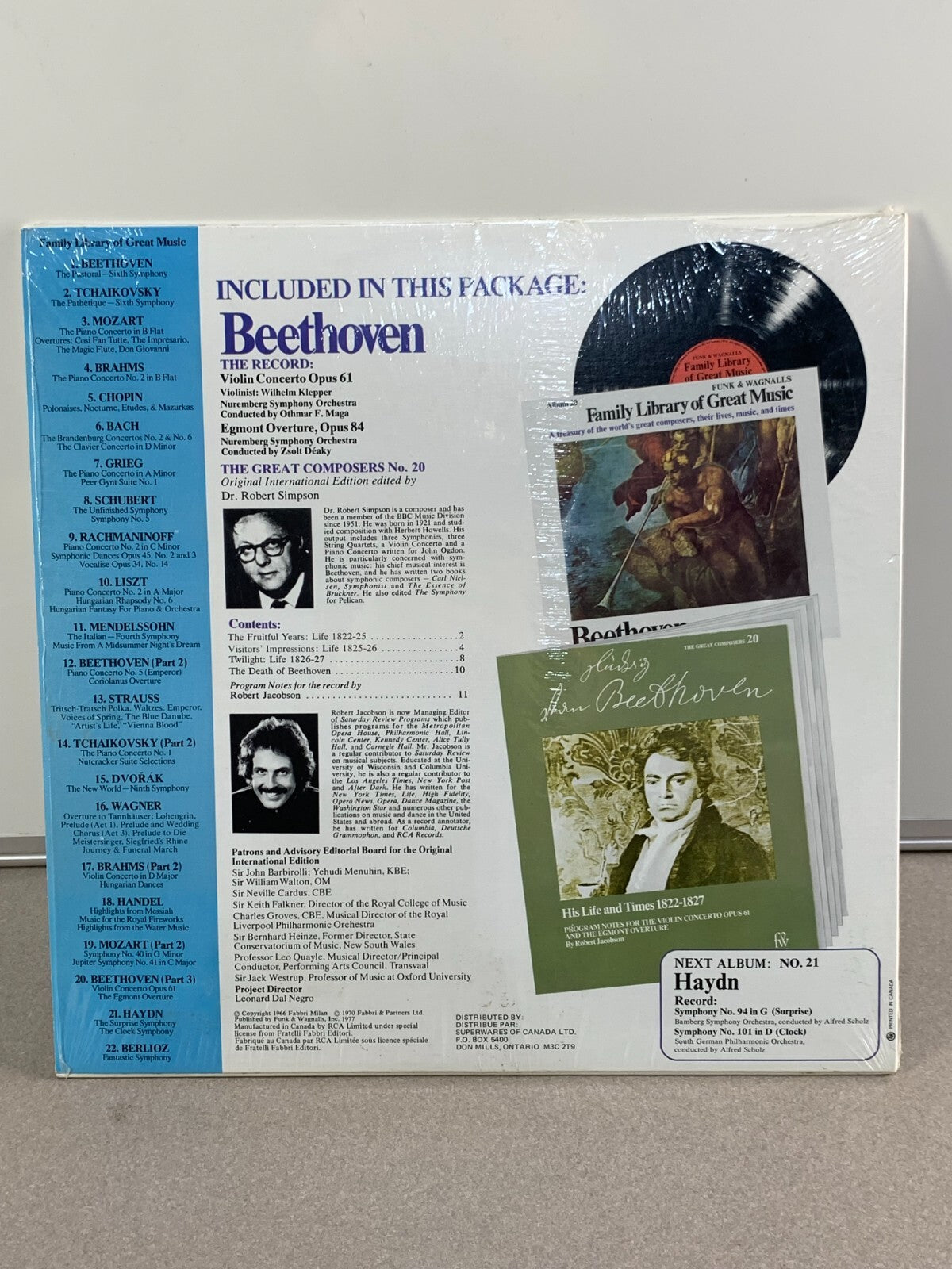 Beethoven: Violin Concerto Opus 61 33RPM Vinyl LP Record 1976 RCA Custom FW-320