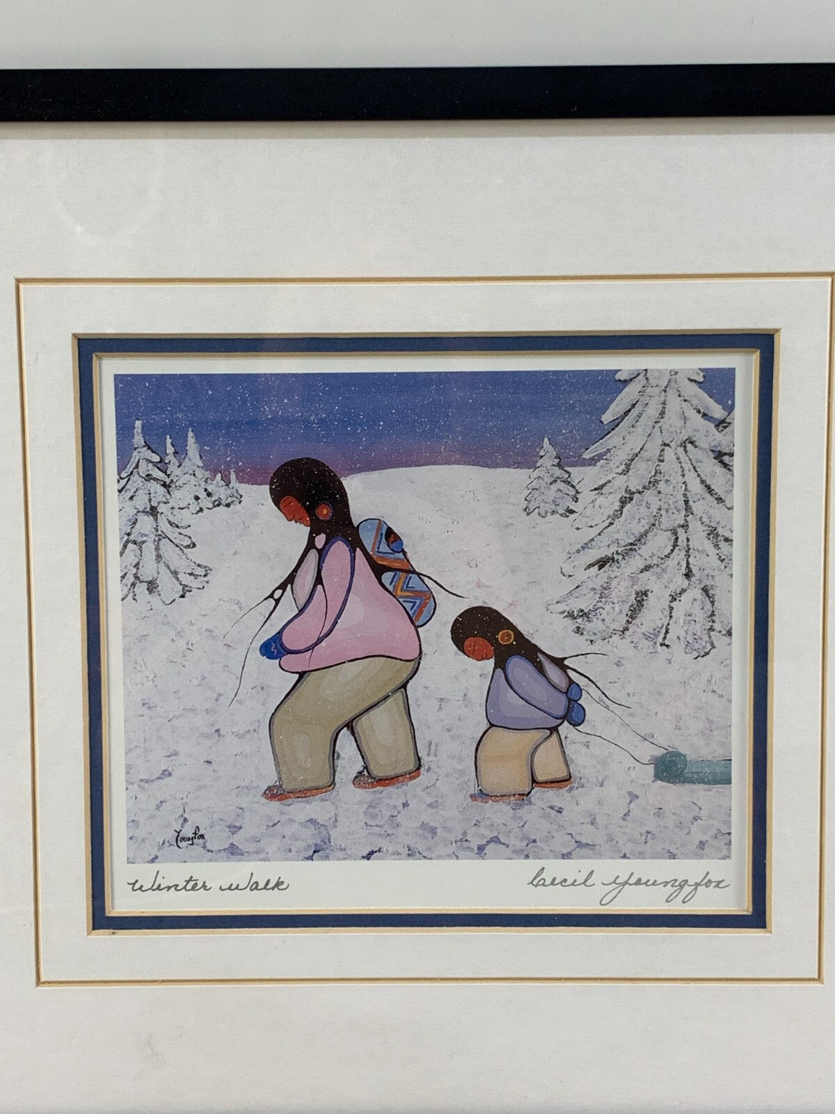 "Winter Walk" Contemporary Native Indigenous Print Art By Cecil Youngfox