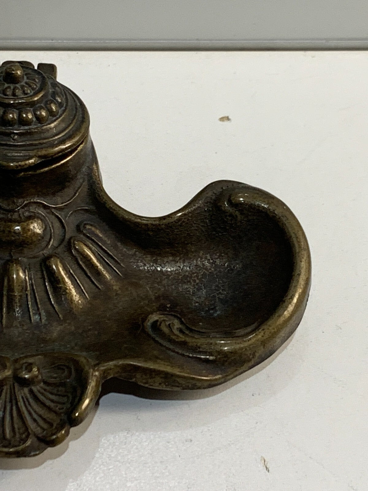 Vintage Ink Reservoir Inkwell Victorian Art Nouveau Brass French Ornate